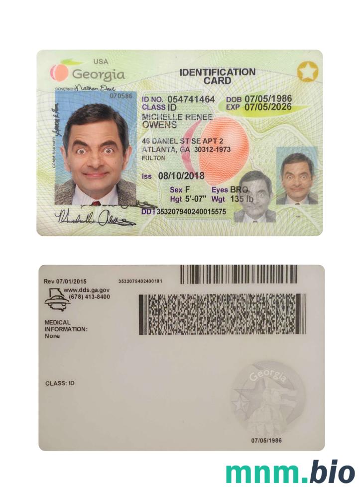 Karta identyfikacyjna stanu Georgia (USA) 2018-obecnie